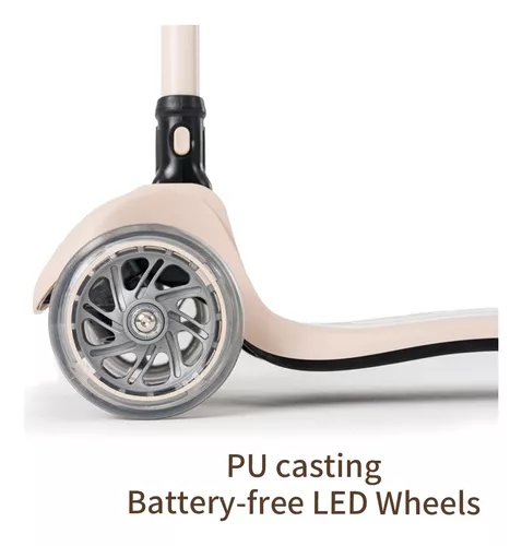 MomnLittle - Patinete plegable de 3 ruedas para niños (rosa/beige/blanco)  con ruedas de luz LED, altura ajustable del manillar para niños y niñas