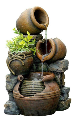 Fuente De Agua Con Macetas Para Exterior, Decoración Jardín