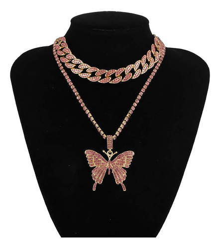 N/q Punk Mariposa Cubana Link Collar Conjunto Para Mujeres N