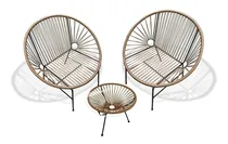 Comprar Combo 2 Sillas Acapulco Mod. Capri + Mesa C\u002Fvidrio - Marrón.