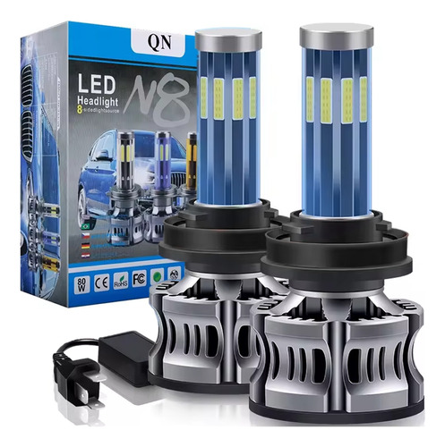 Kit De Focos Led 8 Cara Luz H4 Ledpara Alta Y Baja Mini Lupa