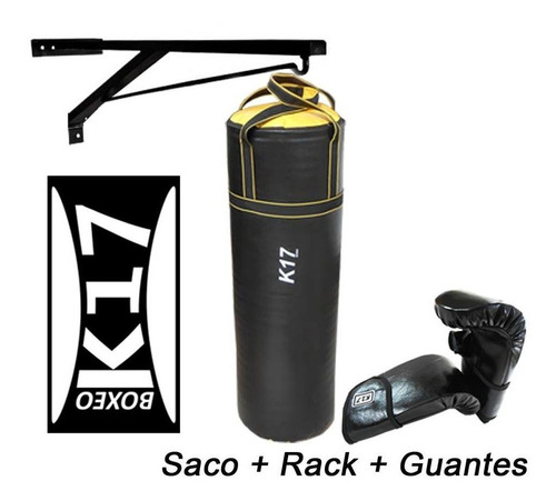 Kit De Box K17 Saco + Guantes + Rack De Pared Con Riel