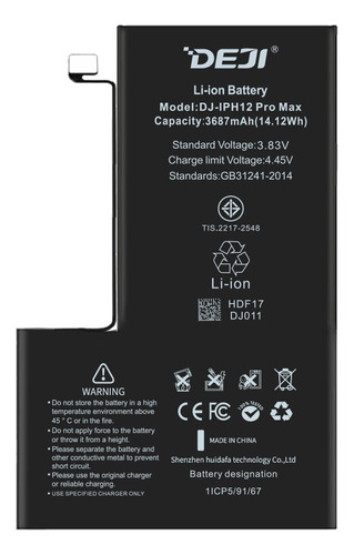 Bateria Compatible Con iPhone 12 Pro Max Marca Deji