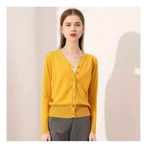 Sueter Sueter Mujer Moda Sueter Dama Abierto Botones Abrigo