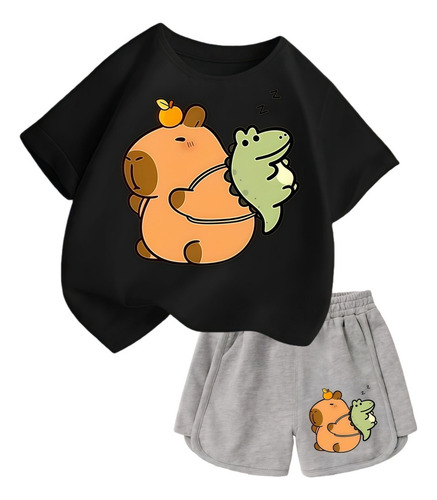 Traje Deportivo Casual De Capibara Para Niños, 2 Piezas