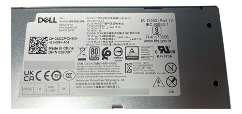 Fonte Dell 200w Para Optiplex 3080 5080 5090 7070 7080 7090 Prateado