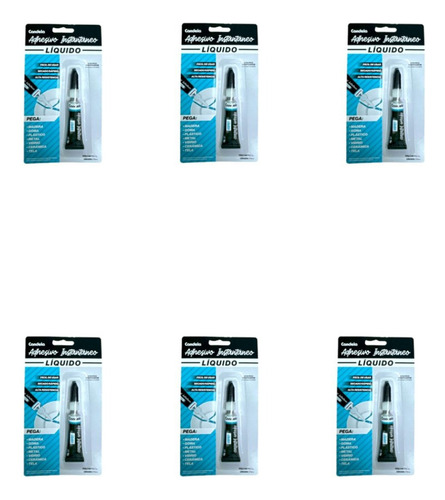 Pegamento Liquido Candela 2g Pack X6 Uni Azul Acero