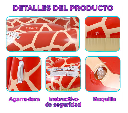 Inflable dona piscina diseño jirafa gigante camastro ligero anillo natación Ele-Gate ALB.02