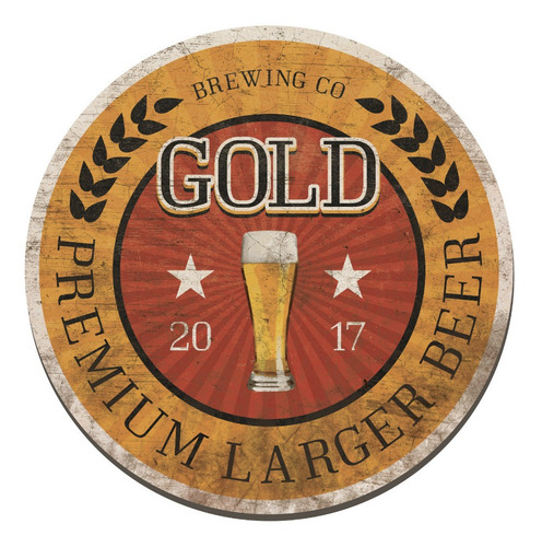 Placa Cuadro Decorativo Redondo 29cm Cerveza Rubia