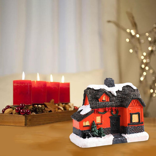 Resina Escena De Navidad Casa De Nieve Led H Pequeña