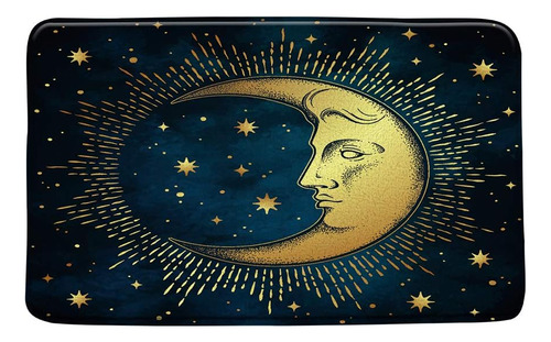 Sun Moon Bath Mat, Abstract Yellow Sun Moon And Stars Bath R