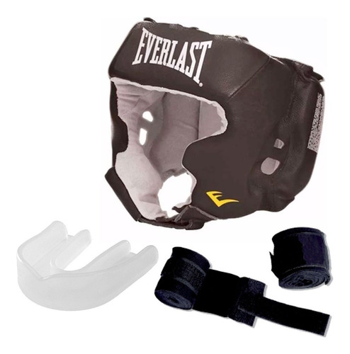 Kit Box Cabezal Amateur Everlast + Par Vendas + Bucal Regalo