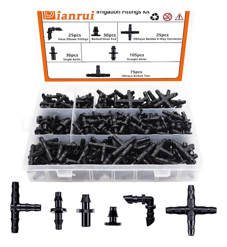 Dianrui 290pcs Kit De Accesorios De Riego Por Goteo, Conecto