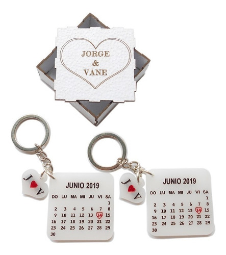 Imagen 1 de 10 de Paquete De Llaveros De Calendario Personalizados Con Cajita