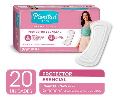 Imagen 1 de 1 de Plenitud Femme Protector Esencial X20. Incontinencia Leve