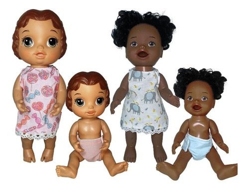 Kit 2 Vestidos + 2 Fraldas Ecológicas Baby Alive / My Little