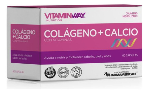 Colageno + Calcio Cabello Piel Uñas 60 Cápsulas Vitamin Way Sabor Sin sabor