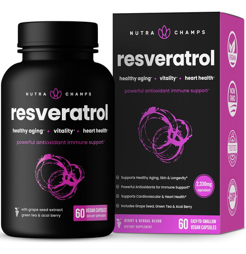 Resveratrol Suplemento 1400 Mg Envejecimiento 60 Capsulas