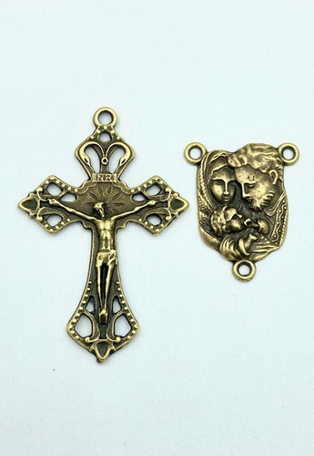 25 Crucifixos E 25 Entremeios Sagrada Família Para Terços.