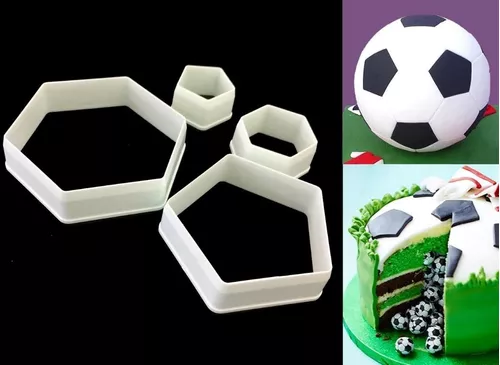 YUIO 4 moldes hexagonales de pl/ástico con forma de bal/ón de f/útbol para tartas fondant herramienta de pasteler/ía cortador de galletas herramientas de decoraci/ón de tartas
