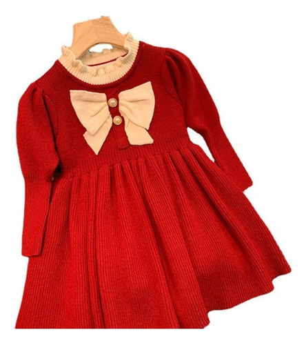 Vestido De Suéter Para Niños, Falda De Punto Roja