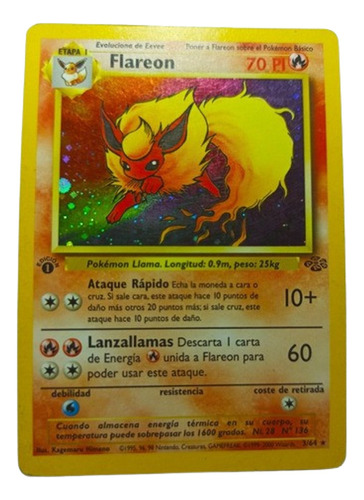 Cartas Pokemon Flareon 3/64 Español 1st Edicion Jungle 8x