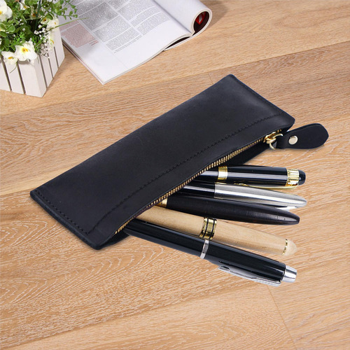 Cartera, Bolso, Portalápices, Pu, Clásico, Estuche Negro
