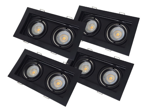 Pack X4 Spot De Embutir Móvil Doble Con Dicroicas Led