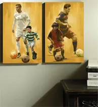 Comprar 2 Cuadros Leyendas Futbol 27x42 Messi Cristiano Madrid Barca