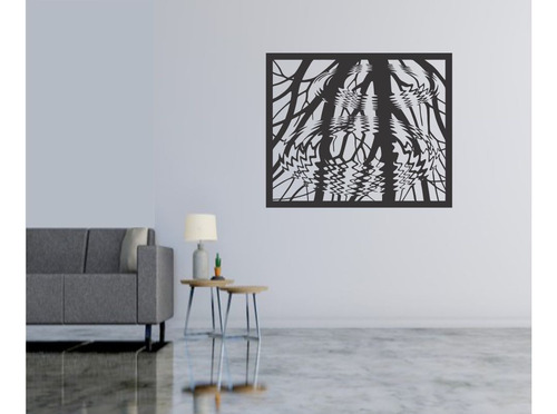 Cuadro Árbol Sobre Corte Láser 60x70 Cm Negro Negro
