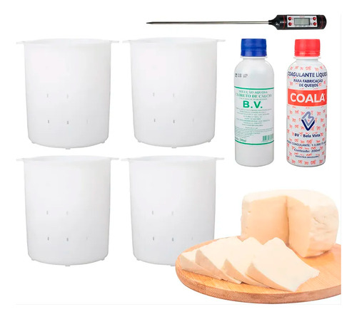 Kit De Fabricação Queijo Minas Frescal 2 De 500g 2 De 1kg