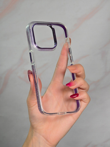 Funda Transparente Brillos Glitter Para Iphone Elegi Modelo Violeta Iphone 13 Pro