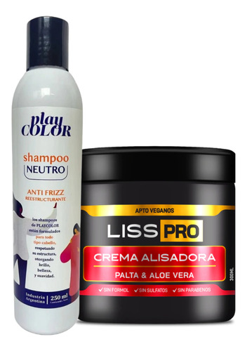 Alisado Sin Formol Liss Pro X 300ml + Shampoo Neutro X 300ml