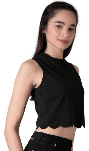 Blusa Top Corto Crop Moda Corte Ondulado Playa Ombliguera Sh