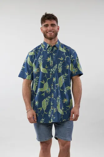 Camisa Guayabera Polemic Floreada Azul Marino Cuotas sin inter s