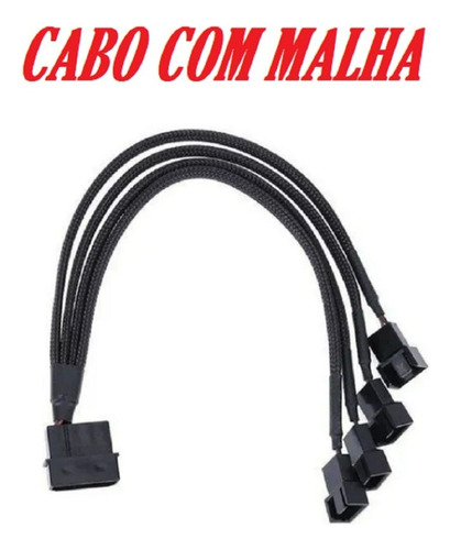 Cabo Adaptador Multi Fan Molex P/ 4 Coolers 3 E 4 Pinos