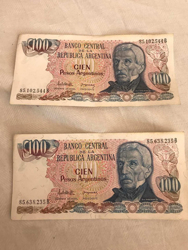 Billetes 100 Pesos Argentinos -prócer San Martín -exc Estado