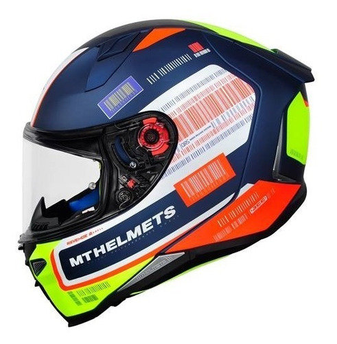 Casco Moto Mt Revenge 2 Rs A0 Azul Brillo Integral Dafy