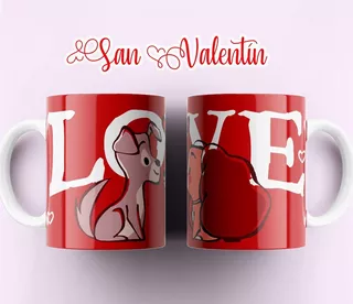 San Valentin Love La Dama Y El Vagabundo Taza Ceramica