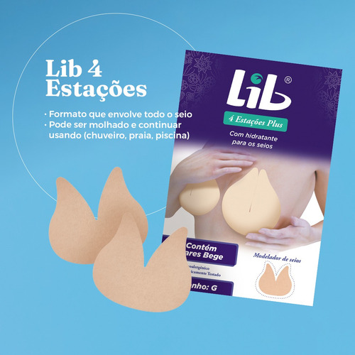 Sutiã Adesivo Lib 4 Estações P (veste N° 40) Com Hidratante