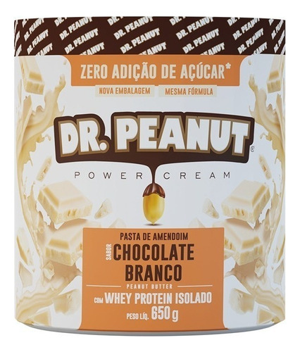 Suplemento em pasta Dr. Peanut  Power cream pasta de amendoim Power cream sabor  chocolate branco em pote de 650g