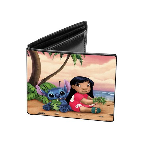 Disney-cartera De Cuero Con Patrón De Lilo & Stitc2