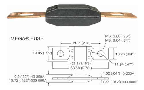 Fusible Cobre Marcha Alternador Automotriz Mega Anl 32v 300a