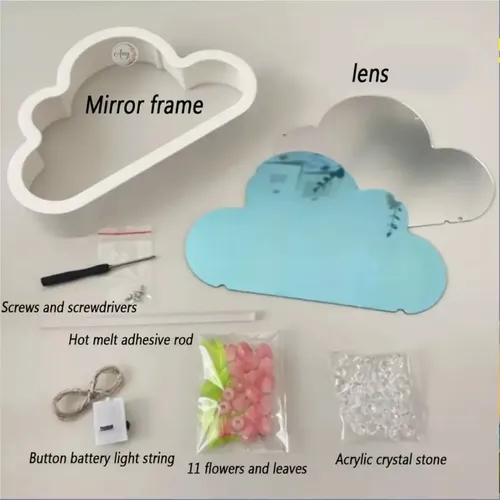 Lampara Mesa Tulipanes Infinitos Espejo Nube - Cubo