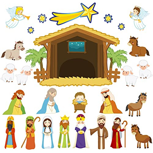 28 Pcs Christian Nativity Bulletin Board Set Nativity B...