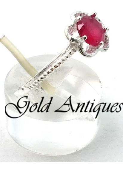 Anillo De Plata 925 Y Rubi Roseta