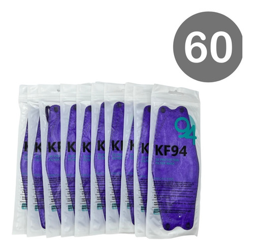 Pack 60 Cubre Bocas Kf94 Adulto Liso Certificado Premium 