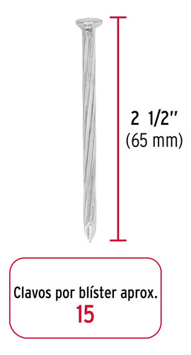 Clavos Galvanizado Para Concreto 2-1/2'' 15 Pz Fiero 40224 Largo 65 mm