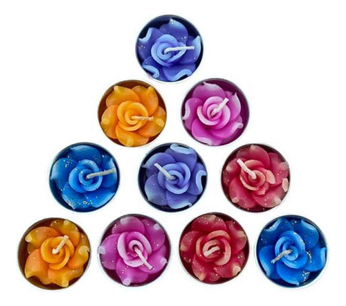 Velas De Color Verde Azulado De Rosa Luces De Té Perfumadas