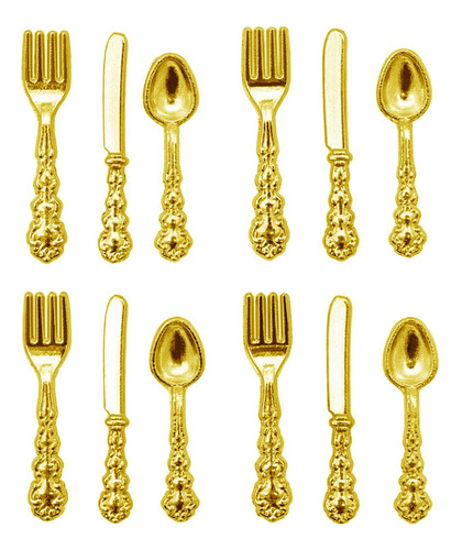 3 Juego De 12 Cucharas De De Dorado
